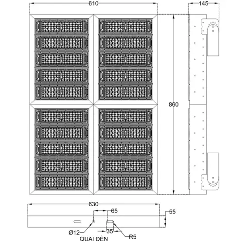 Đèn pha LED module SMD P02 - Công suất 1000W - Ảnh 9