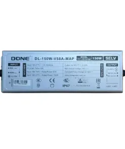 Nguồn điện DONE 150W (DL-150W-V58A-MAP) - 100~277Vac 50/60Hz; Out 32~48Vdc; Output: 1.8-3.6A; PF~0.95; Protection:6KV/15KV; Size: 186*60*38mm
