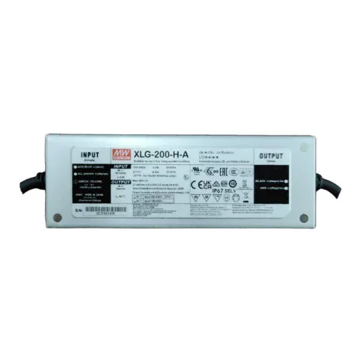 Nguồn điện MEANWELL 200W (XLG-200-H-A)- 100~305Vac 50/60Hz; Out 27~56Vdc; Out put: 3.5~5.55A; Size: 199*63*35.5mm (0.85Kg;16pcs/14.2Kg)