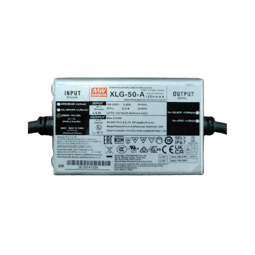 Nguồn điện MEANWELL - 50W (XLG-50-H-A)- 100~305Vac 50/60Hz; Out 22~54Vdc; Out put: 0.53 ~ 2.1A; Size: 105*63*30mm (0.41Kg;24pcs/ 10.5Kg)