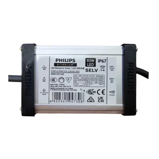 Nguồn điện PHILIP XITANIUM 65W (Xi EP LV 65W 0.9-2.2A WL I120) - 110-277Vac 50/60Hz; Out 24~50Vdc; Out put: 0.9-2.2A; Size: 120*67*34mm