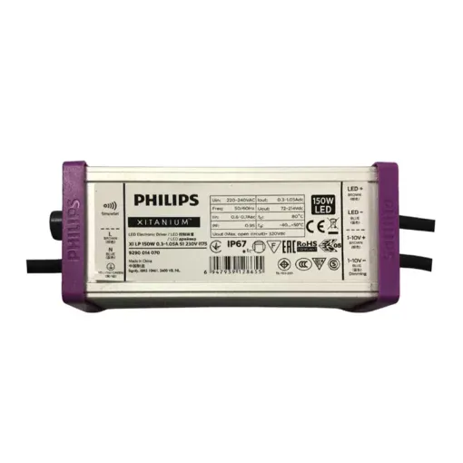 Nguồn điện PHILIP DIM 5 LEVER XITANIUM 150W (Xi LP 150W 0.3-1.05A S1 WL I175) - 110~277Vac 50/60Hz; Out 71~214Vdc; Out put: 0.3-1.05A; Size: 175*68*40mm.